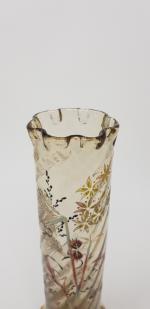 Émile GALLÉ (1846-1904) - Vase de forme cylindrique torsadée sur...