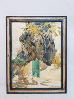 Jeanne COUSSENS (1882-1969) - Cyprès devant une maison - Deux...