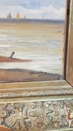 Amélie BURDIN (1834-?) - La Grève - Huile sur toile...