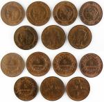 Ensemble de 7 monnaies de 5 centimes III° République, Superbes