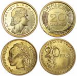 Ensemble de deux monnaies : Concours - Essai 20 Francs...