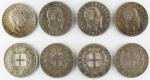 Italie, ensemble de 4 écus argent de 5 Lire, 1849...