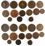 Ensemble de 14 monnaies étrangères en bronze, XIX°, TB et...