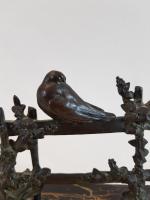 H. PAIN - Oiseau branché - Bronze à patine brune,...