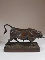 Paul COLOMERA (1818-1897) - Taureau chargeant - Sujet en bronze...