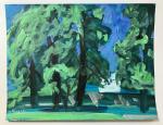 Jacques PONCET (1921-2012) - Les Sequoias - Acrylique sur papier...