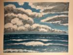 Jacques PONCET (1921-2012) - Marine au ciel nuageux - Acrylique...