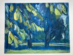 Jacques PONCET (1921-2012) - Les Arbres, atmosphère bleue - Acrylique...