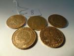 4 pièces de 20 francs Années 1850A, 1898A, 1907 et...