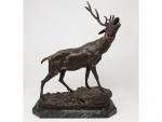 Charles VALTON (1851-1918) -"Le brame du cerf" - Bronze à...