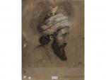 Ecole orientaliste fin XIXème - "Homme au turban de profil"...