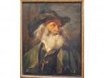 École flamande fin XIXème - "Portrait d'homme barbu au ...