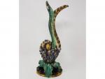 Un vase "serpent" en poterie vernissée polychrome et faïence ...