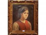 Ecole française XIXème - "Portrait de jeune femme au gilet...