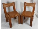 Pierre CHAPO (1927-1986) - Paire de chaises en bois massif...