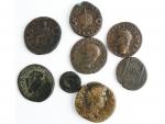 Ensemble de 8 bronzes, dont Auguste, Germanicus, Aelius,  TB...