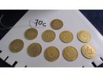 10 pièces or 22 carats de 20 frs années 1821-...