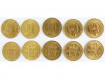 Pays-Bas, ensemble de 5 monnaies, 10 Gulden or Wilhelmina, ...
