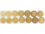 Ensemble de 14 monnaies, 20 FrancsSuisse  or, Superbes dans...