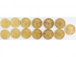 Ensemble de 13 monnaies, 20 FrancsSuisse  or, Superbes dans...