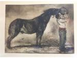 Armand COUSSENS d'aprés - "Le cheval"- estampe - cachet du...