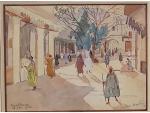 Louis VALDO-BARBEY (1883-1965) "Rue animée à Casablanca" - ...