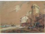 Joseph HURARD (1887-1956) - "Paysage animé à la tour" -...