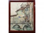 Jeanne COUSSENS (XIX-XXeme) - "Village provençal au pont" - ...
