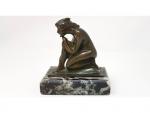 ZELIKSON - "Méditation" - bronze à patine verte signé et...