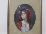 E. Blancher à Limoges - « Femme aux fleurs rouges...