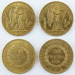 III° République, ensemble de 2 monnaies de 20 Francs or...