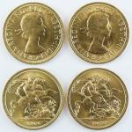 Grande Bretagne, ensemble de 2 monnaies Souverains or Elisabeth II...