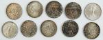 Ensemble de 10 monnaies , 50 centimes Semeuse argent 1916,1917,...