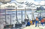 Jules Émile ZINGG (1882-1942) - "Le quai" - aquarelle SBD-...
