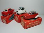 QUIRALU (d'époque, v.1958) 3 modèles de voiturettes dont : Vespa...