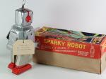 KO, Japon (années 50) - SPARKY ROBOT, tôle couleur aluminium,...