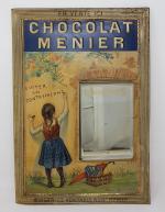 CHOCOLAT MEUNIER - une plaque publicitaire en tôle gaufrée avec...