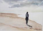 Ariane TOLEDANO-MILLET (XXI) - "Sur la plage" - aquarelle SBD...