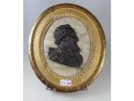Profil d'Henri IV en bronze sur plaque de marbre en...