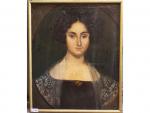 École française vers 1830 - "Portrait de femme"- H/T en...