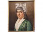 École française vers 1790 - "Portrait de femme" - H/T...