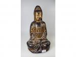 Un bouddha assis en bois peint et doré - CHINE...