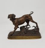 Ferdinand PAUTROT (1832-1874) - "Chien de chasse" - bronze à...