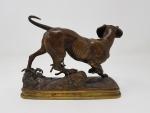 Ferdinand PAUTROT (1832-1874) - "Chien de chasse" - bronze à...