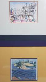"Paysage de lavandes" et "Terrasse italienne" - deux reproductions encadrées...