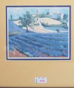 "Paysage de lavandes" et "Terrasse italienne" - deux reproductions encadrées...
