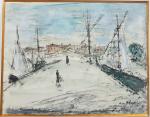 Auguste BLANC né à Alès (1904-1984) - "Vue de port...