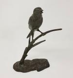 "Oiseau branché" - reproduction en bronze - H: 18cm