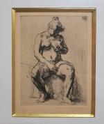 Jean CARTON (1912-1988) - "Nu féminin assis" - gravure SBD...
