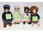 4 poupées anciennes dont 3 à restaurer : 1) UNIS...